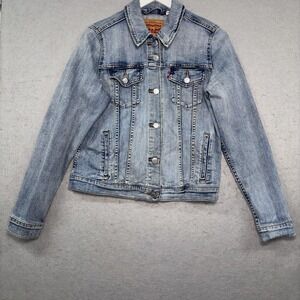 Levi's Trucker Jacket Womens‎ Large Blue Light Wash Ex-Boyfriend PC9 29945-0012